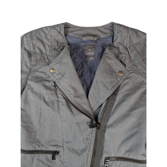 GAP Jackets & Blazers - Gap Moto Jacket Women's Asymmetrical Zip Quilted Cotton Twill Olive Green Size 4